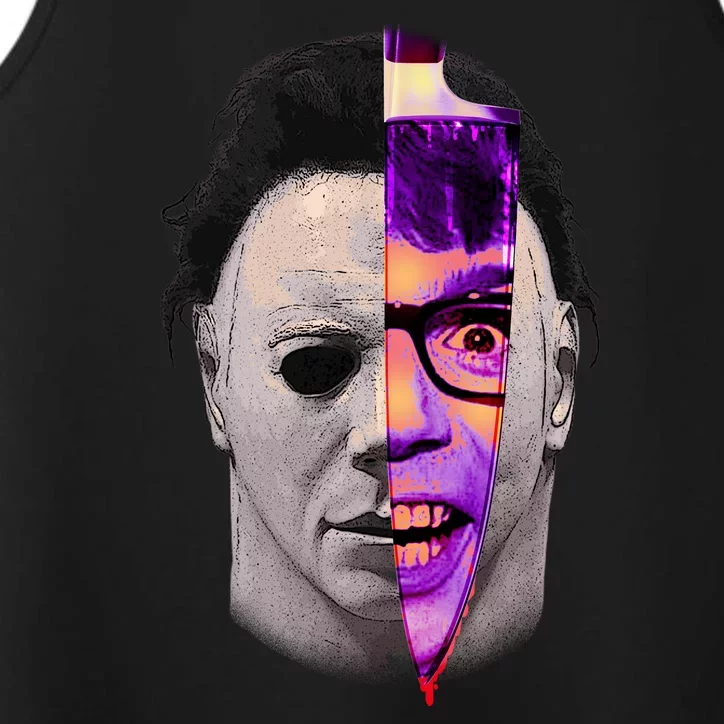 Scary Halloween Mask And Knife Performance Tank