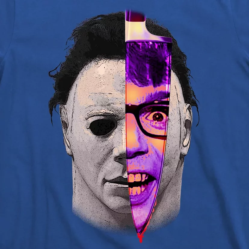 Scary Halloween Mask And Knife T-Shirt