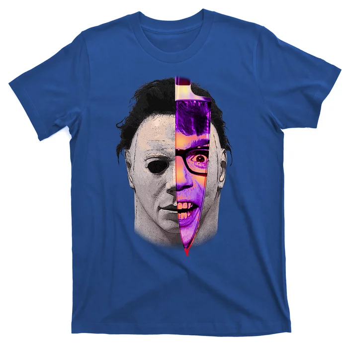 Scary Halloween Mask And Knife T-Shirt