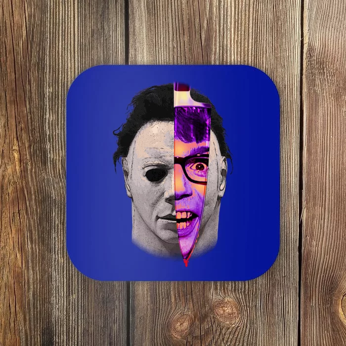 Scary Halloween Mask And Knife Coaster