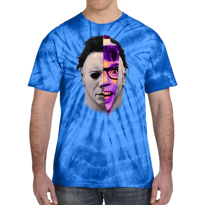 Scary Halloween Mask And Knife Tie-Dye T-Shirt