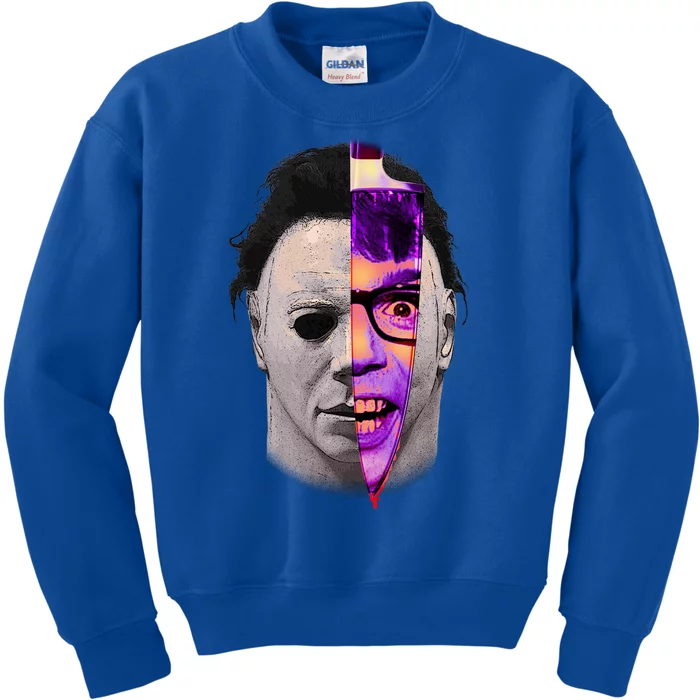 Scary Halloween Mask And Knife Kids Sweatshirt