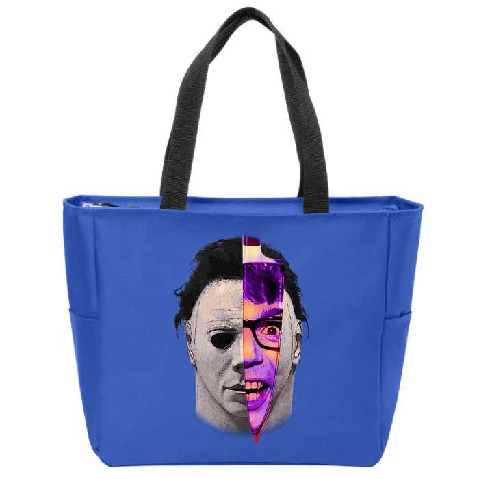 Scary Halloween Mask And Knife Zip Tote Bag