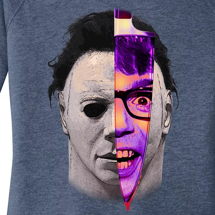 Scary Halloween Mask And Knife Women's Perfect Tri Tunic Long Sleeve Shirt