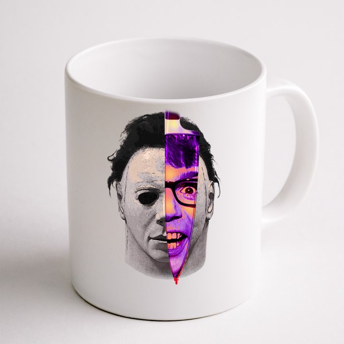 Scary Halloween Mask And Knife Front & Back Coffee Mug