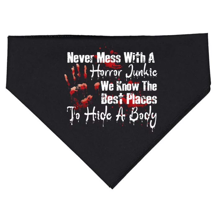 Scary Horror Movie Mess With A Horror Movie Junkie USA-Made Doggie Bandana