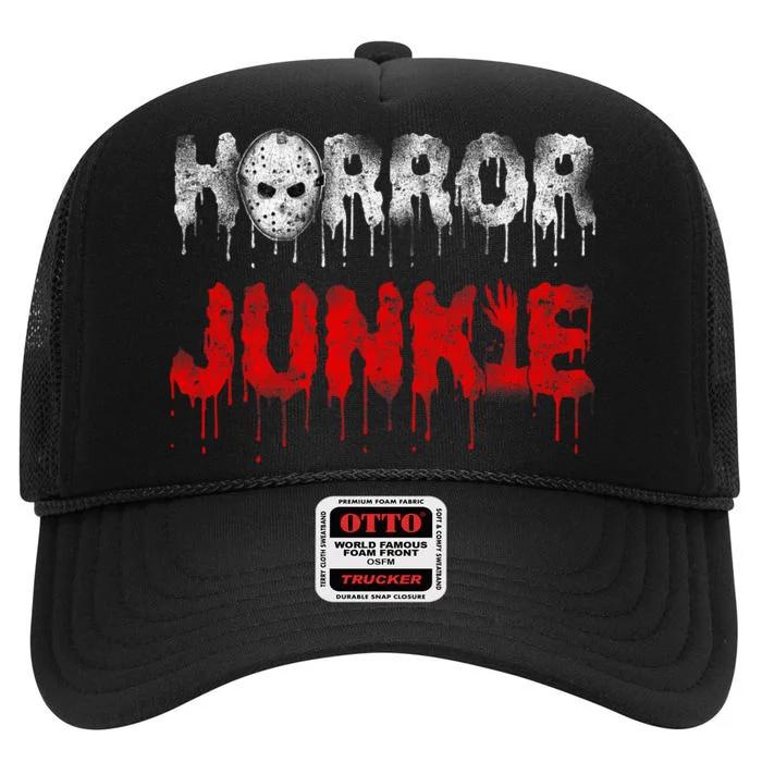 Scary Horror Movie Hockey Mask Junkie High Crown Mesh Trucker Hat