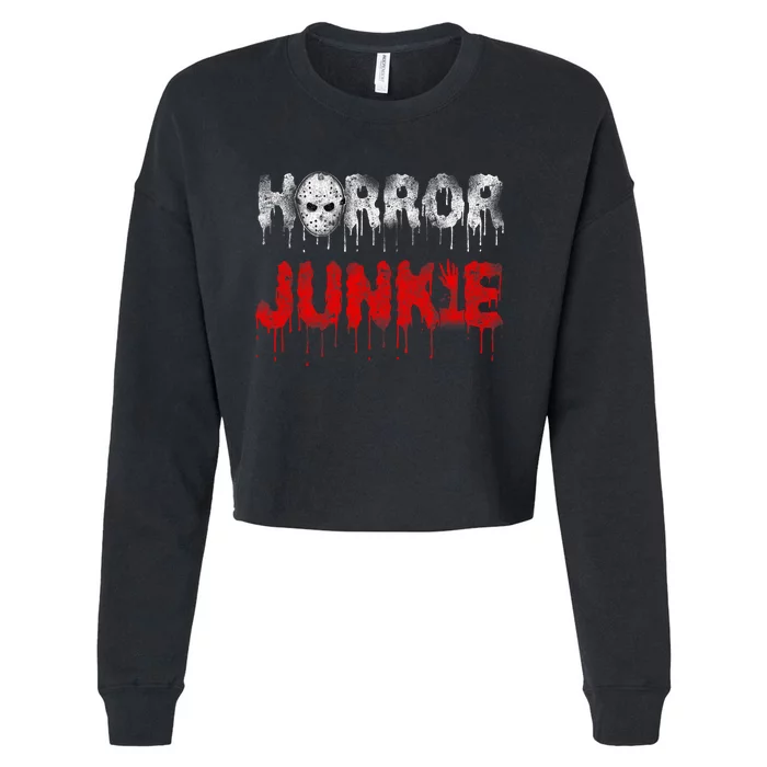 Scary Horror Movie Hockey Mask Junkie Cropped Pullover Crew