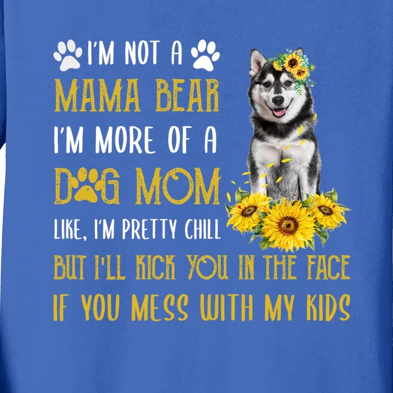 Sunflower Husky Mom Mothers Day Dog Mom Gift Kids Long Sleeve Shirt