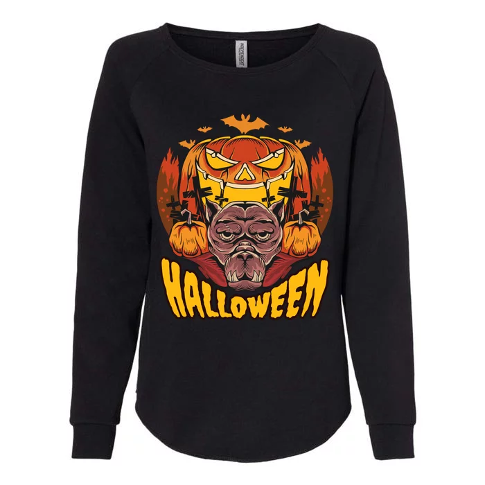 Spooky Halloween Monster And Pumpkins Womens California Wash Sweatshirt