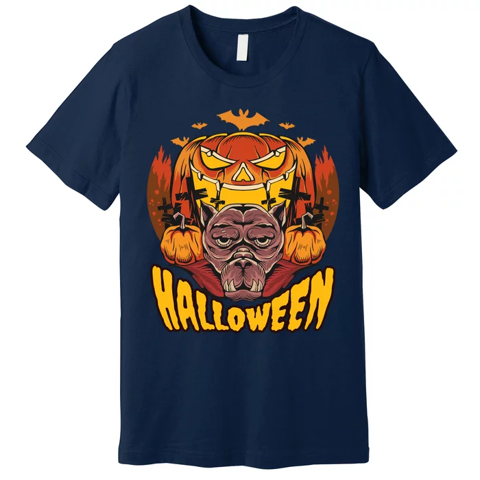 Spooky Halloween Monster And Pumpkins Premium T-Shirt