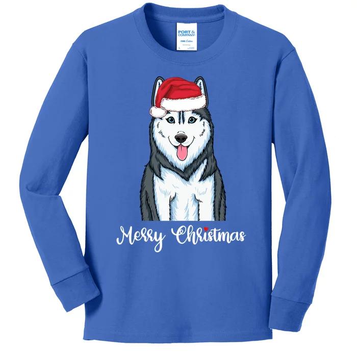 Siberian Husky Merry Christmas Gift Kids Long Sleeve Shirt