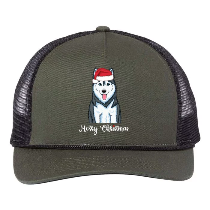 Siberian Husky Merry Christmas Gift Retro Rope Trucker Hat Cap