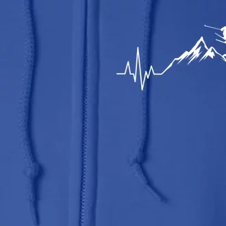 Ski Heartbeat Mountains Skiing Ecg Skiing Pulse Gift Full Zip Hoodie