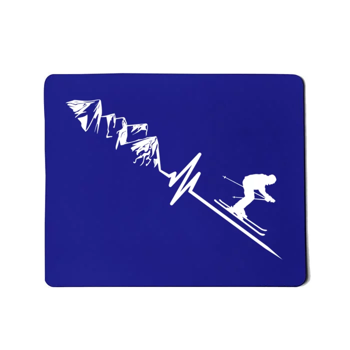 Skier Heartbeat Mountains Skiing Pulse Gift Mousepad