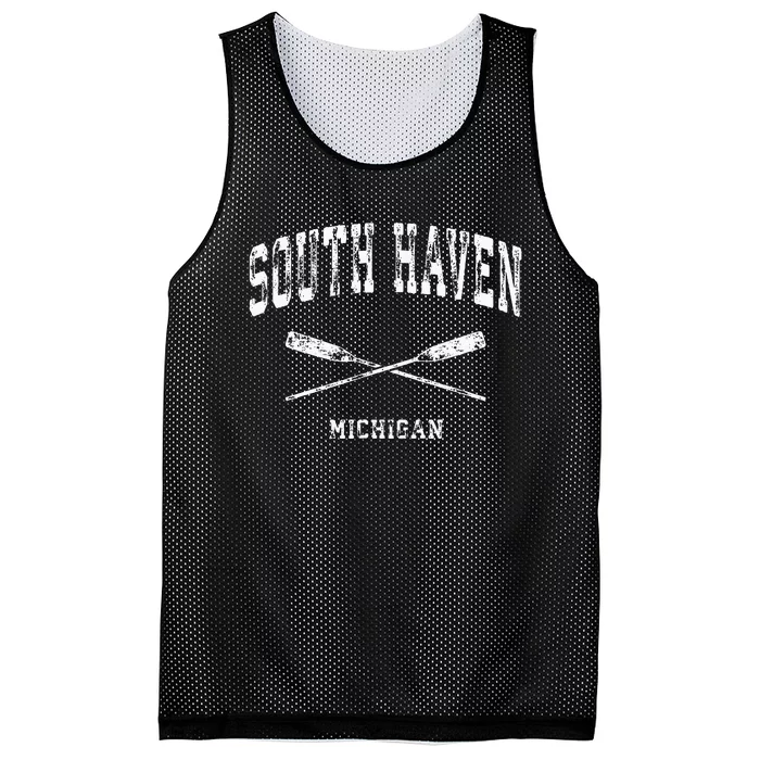 South Haven Michigan Vintage Nautical Crossed Oars Mesh Reversible Basketball Jersey Tank