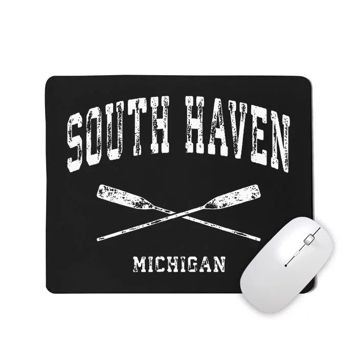 South Haven Michigan Vintage Nautical Crossed Oars Mousepad