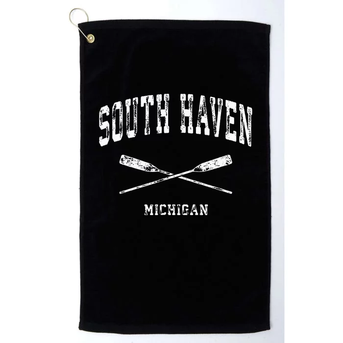 South Haven Michigan Vintage Nautical Crossed Oars Platinum Collection Golf Towel