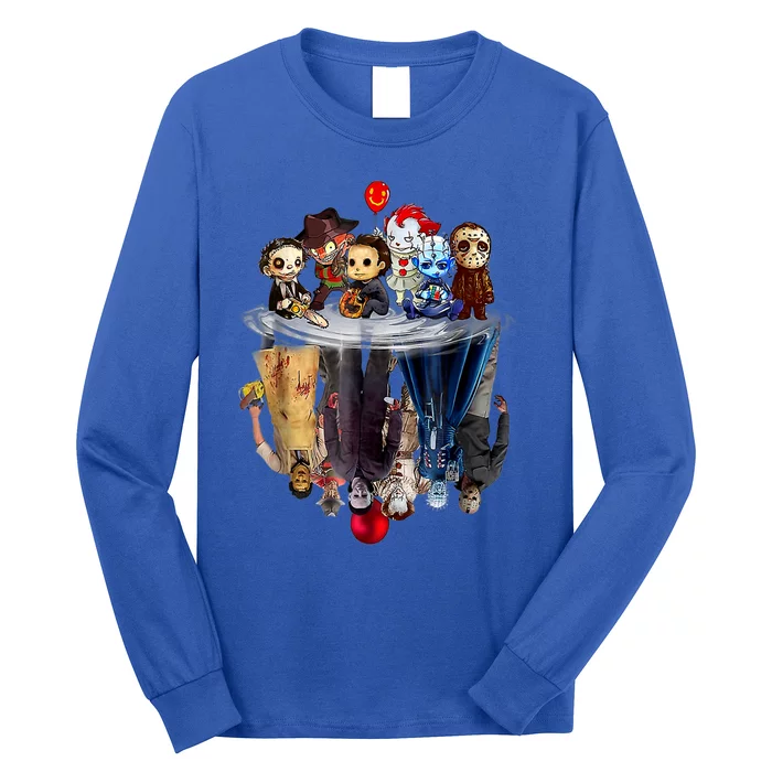 Scary Horror Movies Chibi Character Water Reflection Long Sleeve Shirt