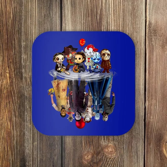 Scary Horror Movies Chibi Character Water Reflection Coaster