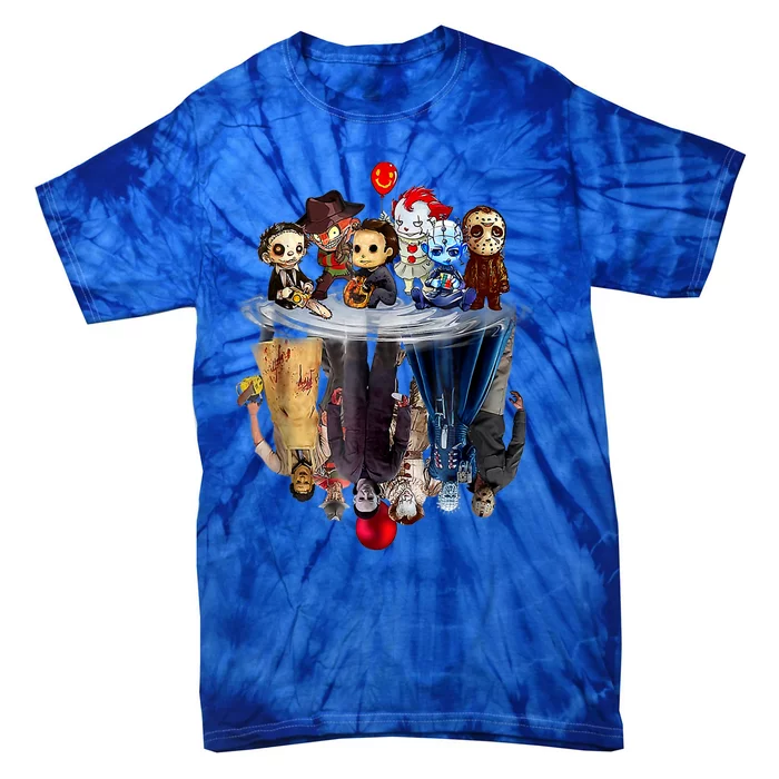 Scary Horror Movies Chibi Character Water Reflection Tie-Dye T-Shirt