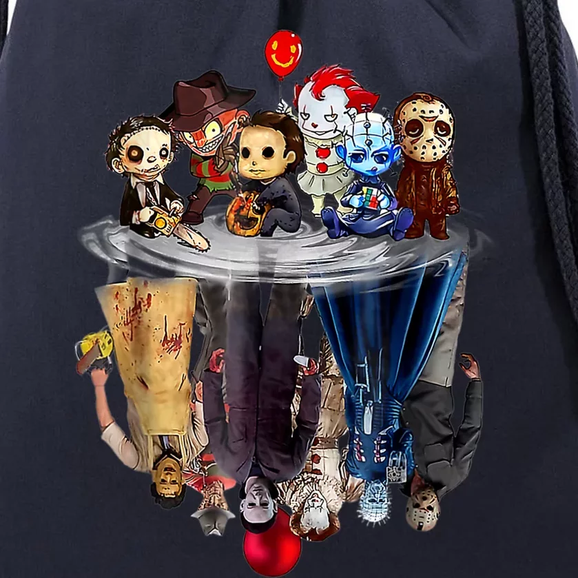 Scary Horror Movies Chibi Character Water Reflection Drawstring Bag