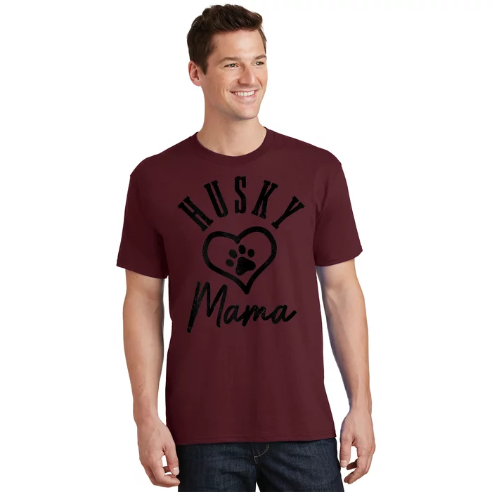 S Husky Mama Heart Paw Dog Siberian Husky Mom T-Shirt