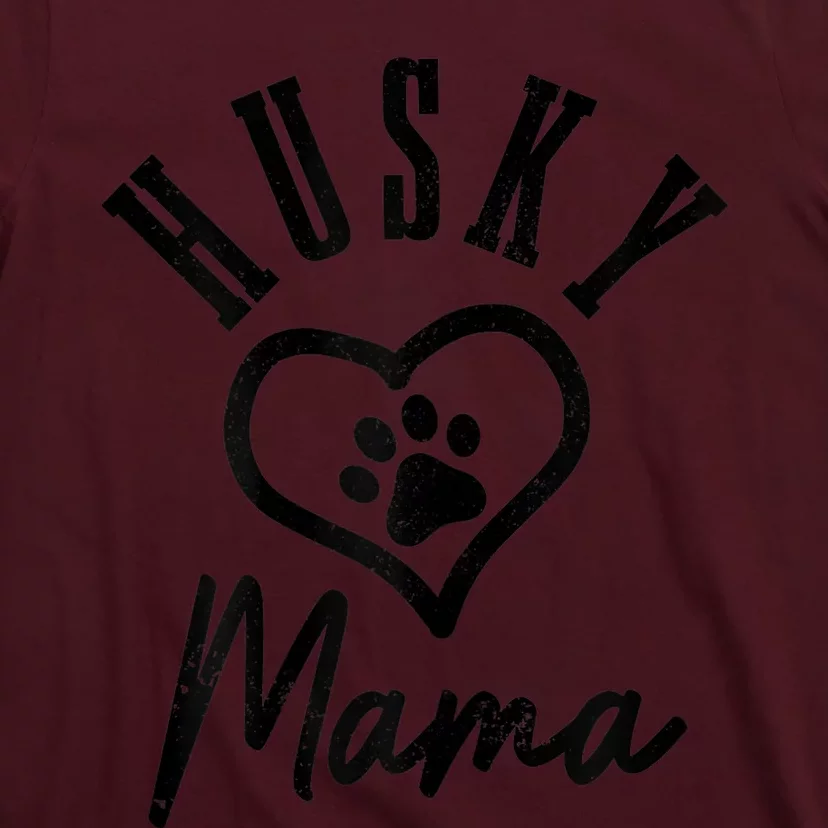 S Husky Mama Heart Paw Dog Siberian Husky Mom T-Shirt