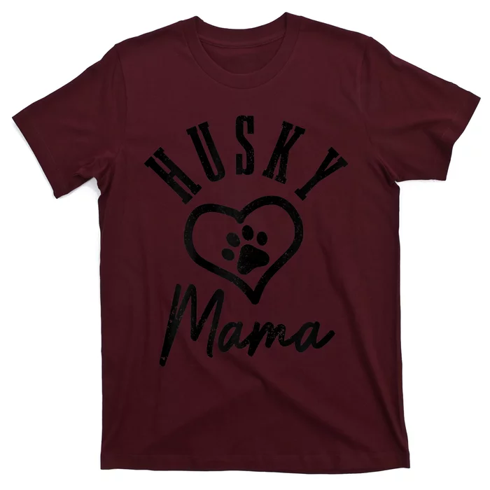 S Husky Mama Heart Paw Dog Siberian Husky Mom T-Shirt