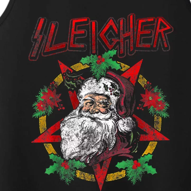 Sleigher Heavy Metal Santa Claus Christmas Xmas Performance Tank