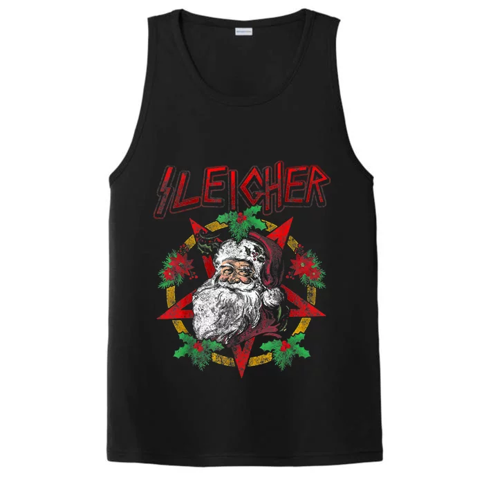 Sleigher Heavy Metal Santa Claus Christmas Xmas Performance Tank