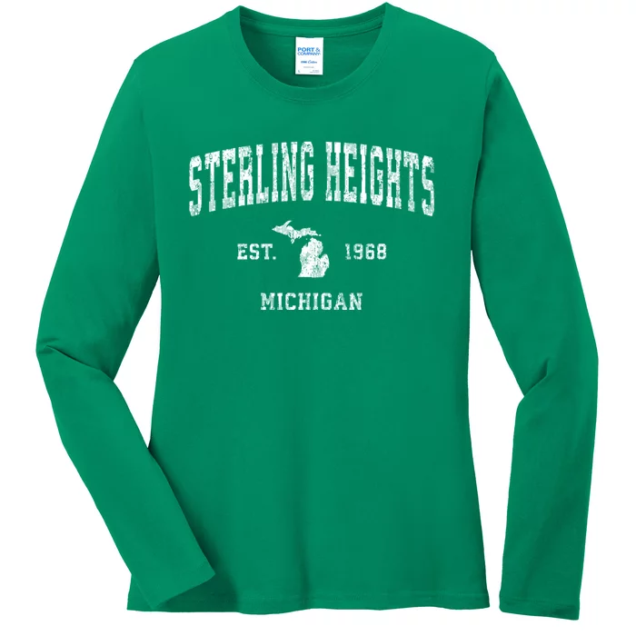 Sterling Heights Michigan Mi Vintage Sports Ladies Long Sleeve Shirt