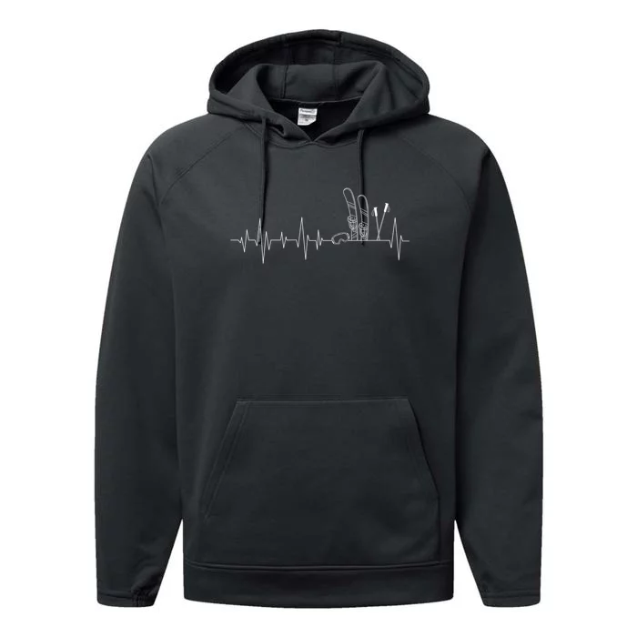 Ski Heartbeat Mountain Ski Sport Skilife Alps Skier Performance Fleece Hoodie