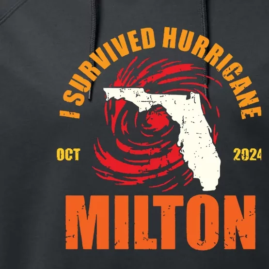 Survived Hurricane Milton Stay Strong Florida Performance Fleece Hoodie