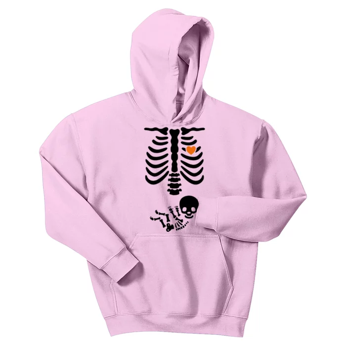 Skeleton Halloween Maternity Pregnancy Announcet Funny Gift Kids Hoodie