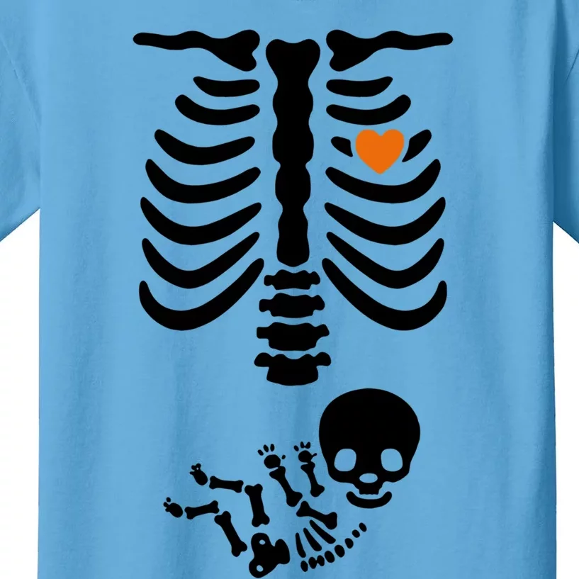 Skeleton Halloween Maternity Pregnancy Announcet Funny Gift Kids T-Shirt