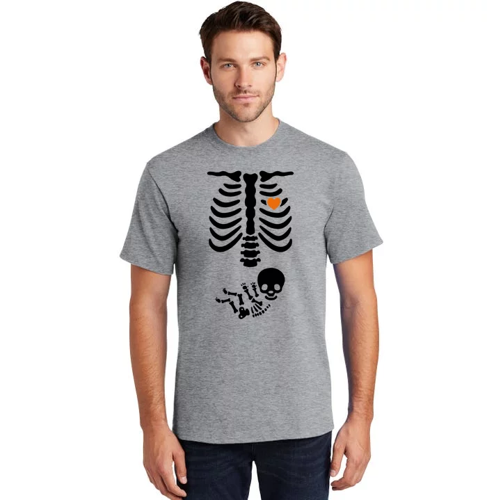 Skeleton Halloween Maternity Pregnancy Announcet Funny Gift Tall T-Shirt