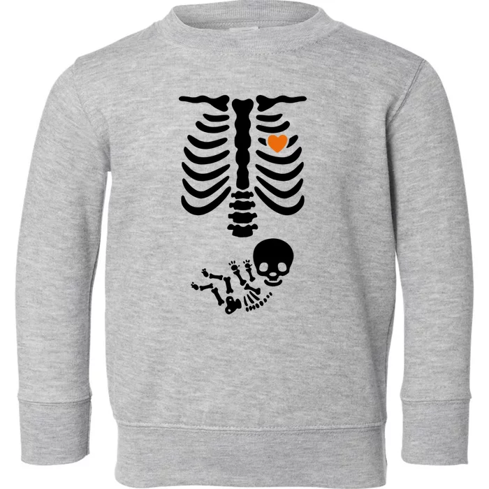 Skeleton Halloween Maternity Pregnancy Announcet Funny Gift Toddler Sweatshirt