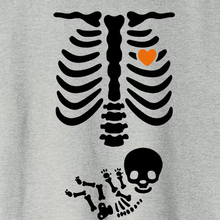 Skeleton Halloween Maternity Pregnancy Announcet Funny Gift Women's Crop Top Tee