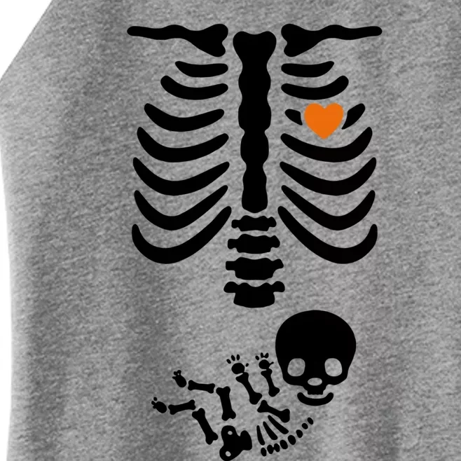 Skeleton Halloween Maternity Pregnancy Announcet Funny Gift Women’s Perfect Tri Rocker Tank