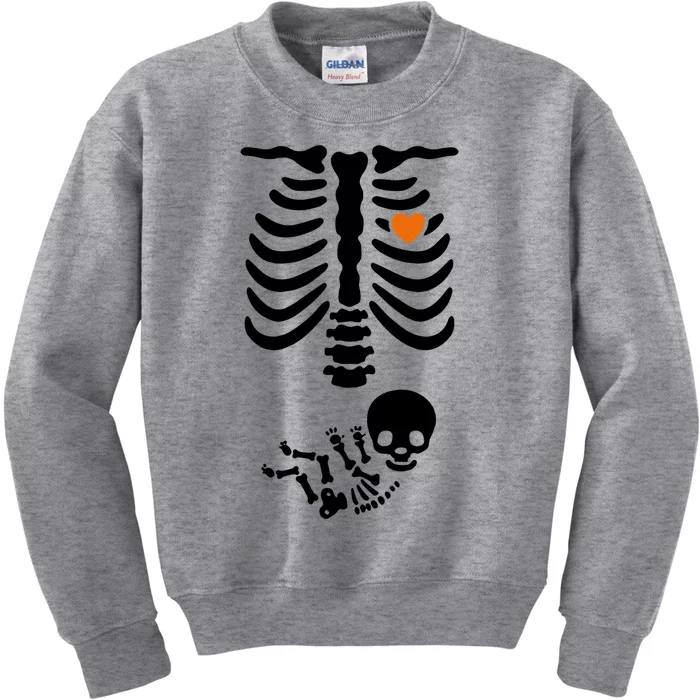 Skeleton Halloween Maternity Pregnancy Announcet Funny Gift Kids Sweatshirt