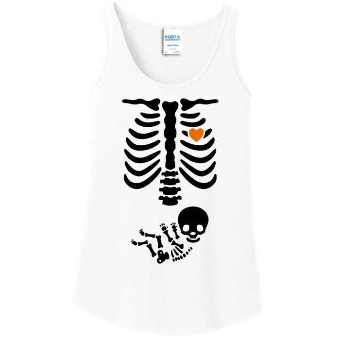 Skeleton Halloween Maternity Pregnancy Announcet Funny Gift Ladies Essential Tank