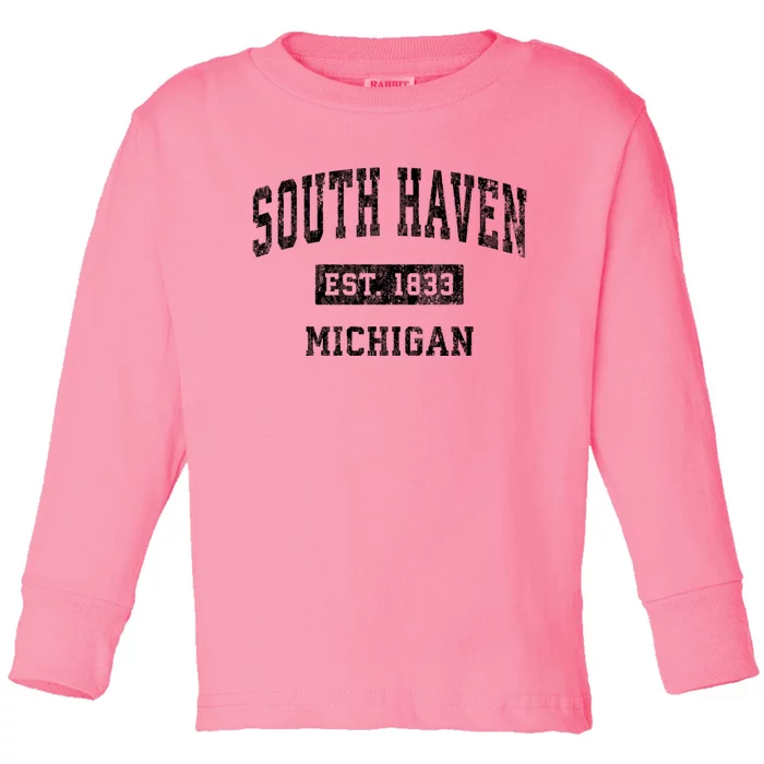 South Haven Michigan Mi Vintage Sports Toddler Long Sleeve Shirt