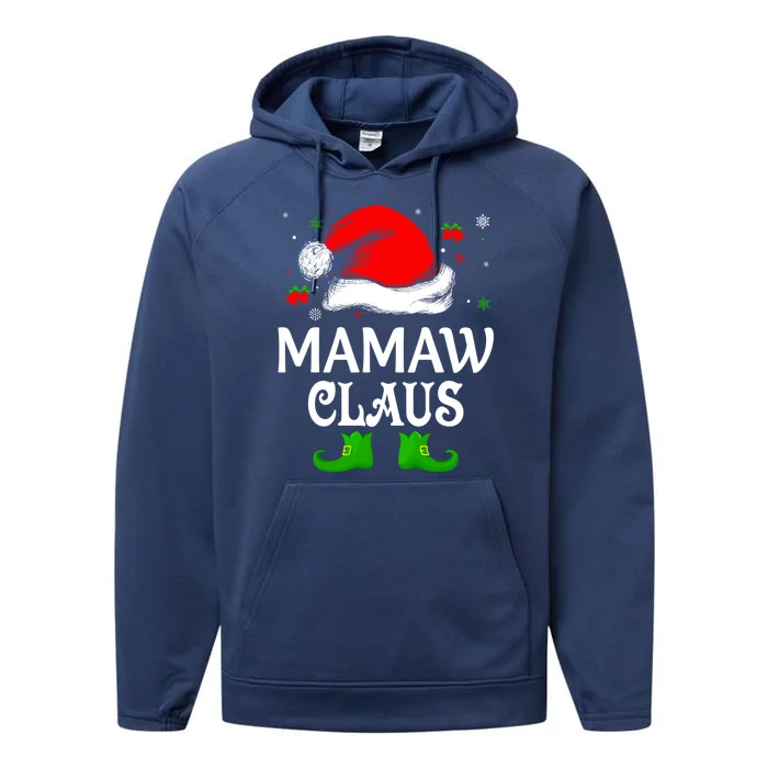 Santa Hat Mamaw Claus Elf Funny Ugly Christmas Sweater Gift Performance Fleece Hoodie