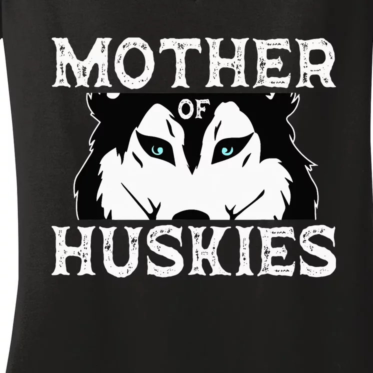 Siberian Husky Mom Fur Parent Dog Mother's Day Women's V-Neck T-Shirt