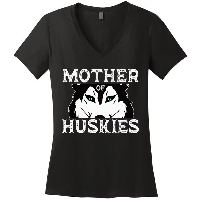 Siberian Husky Mom Fur Parent Dog Mother's Day Women's V-Neck T-Shirt