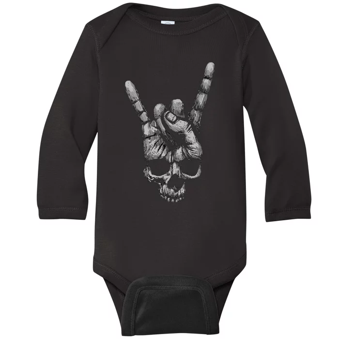 Skull Heavy Metal Baby Long Sleeve Bodysuit