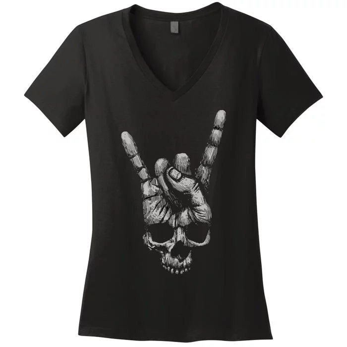 Skull Heavy Metal Women's V-Neck T-Shirt