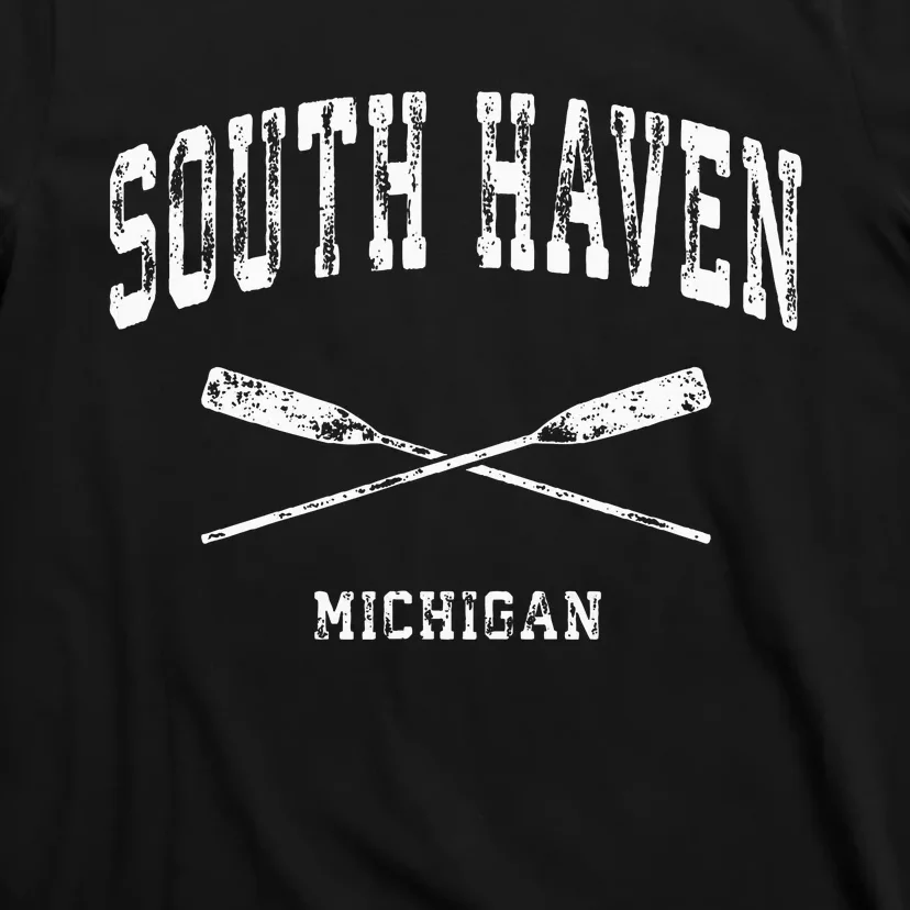 South Haven Michigan Vintage Nautical Crossed Oars T-Shirt