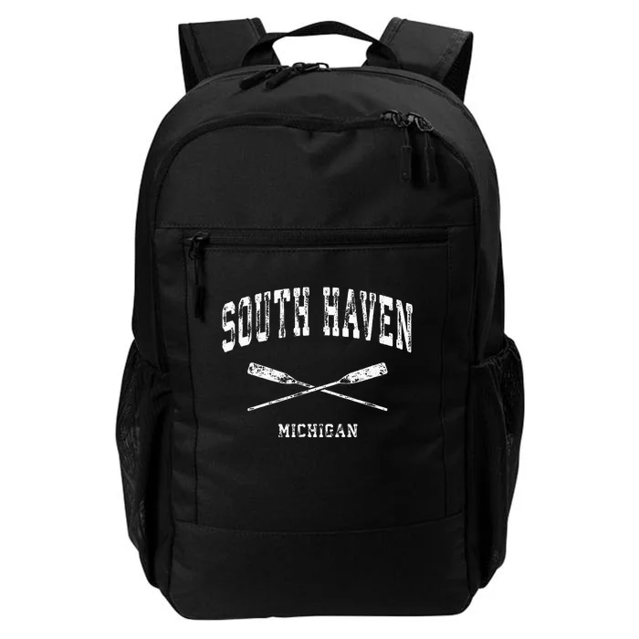 South Haven Michigan Vintage Nautical Crossed Oars Daily Commute Backpack